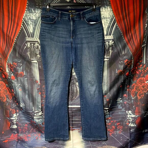 Lee Flex Motion Jeans Womens 14 Blue Cotton Denim Bootcut Mid-Rise Preppy Casual - Picture 1 of 5